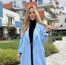 Fannin kabát babakék – Velúr hatású női kabát – Innova Fashion – 2. kép